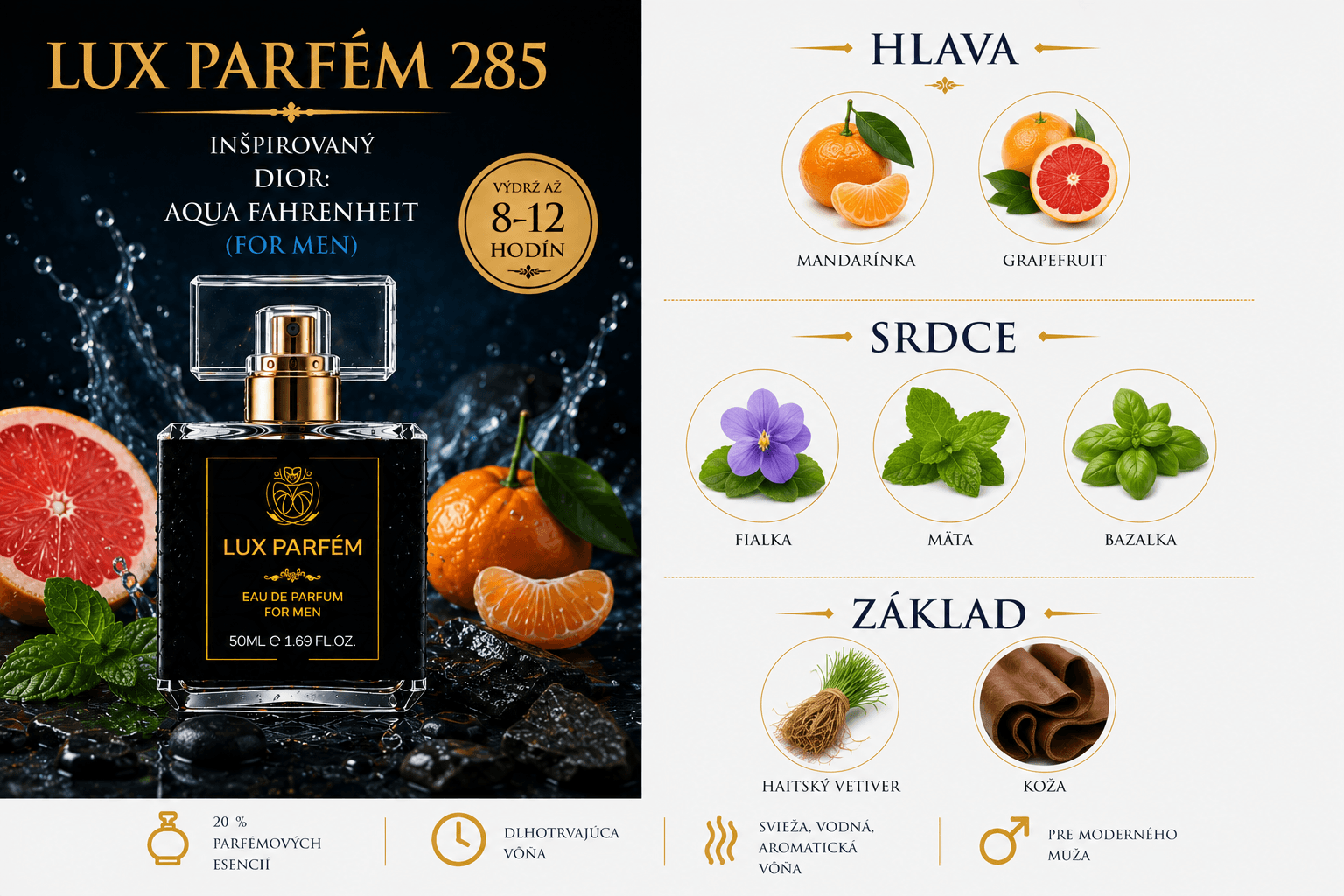 Lux Parfém 285 – Inšpirovaný Dior: Aqua Fahrenheit
